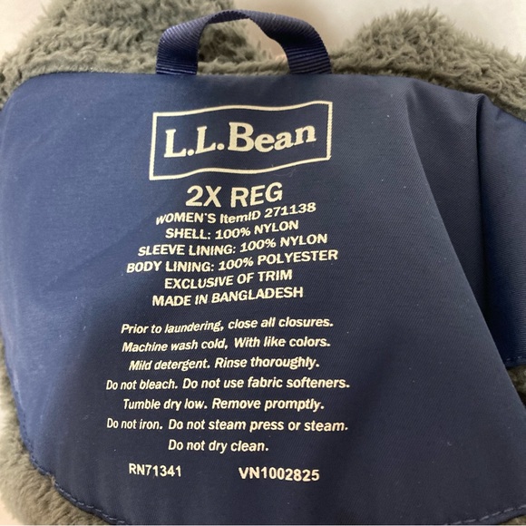 LL BEAN RAINCOAT SHERPA LINED BLUE SIZE 2X - Picture 8 of 9